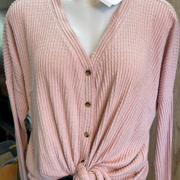 Pink Button-Up Knit Top - Picture 2 of 6